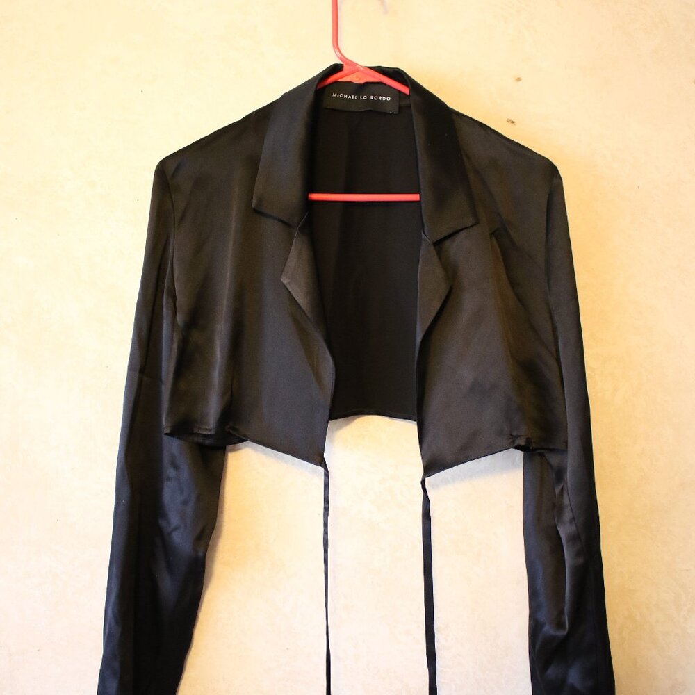 Michael Lo Sordo Cropped Blazer Silk Top Size S black